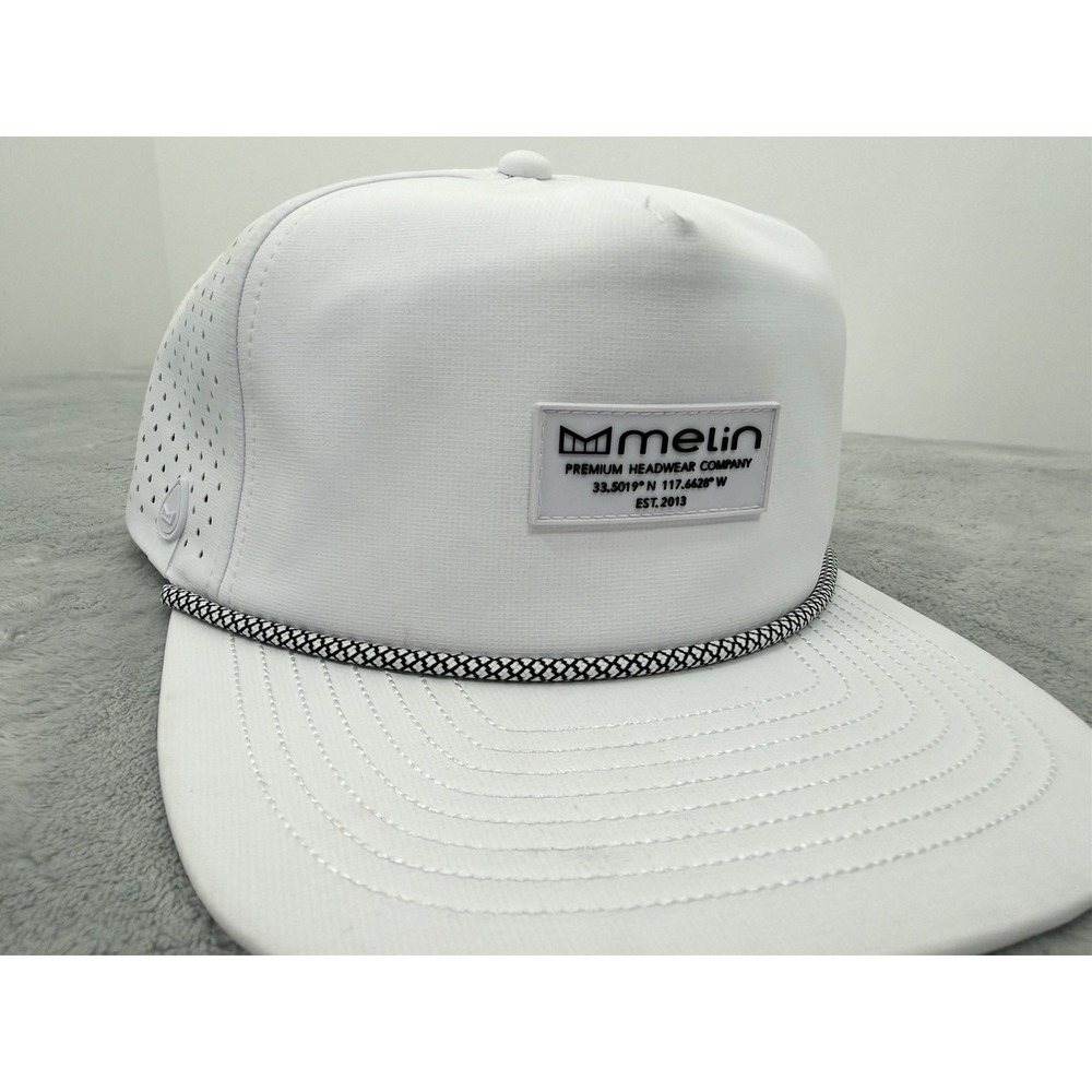 Melin Hat Cap Snapback Coronado Hydro Mens Large White Rope Golf Outdoor NWOT